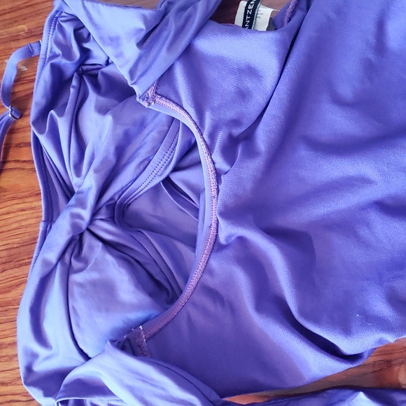 Jantzen Draped Surplice Purple One Piece Swimsuit Aqua Slimming V-Neck Size 10 - Picture 14 of 16